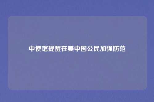 中使馆提醒在美中国公民加强防范