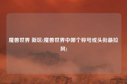 魔兽世界 新区(魔兽世界中哪个称号或头衔最拉风)