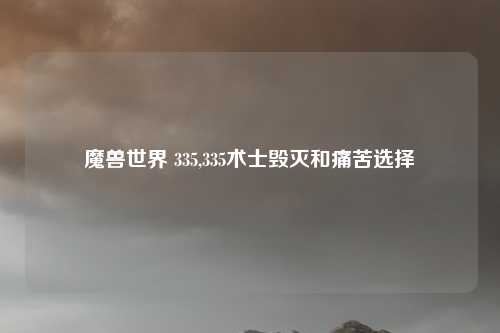 魔兽世界 335,335术士毁灭和痛苦选择