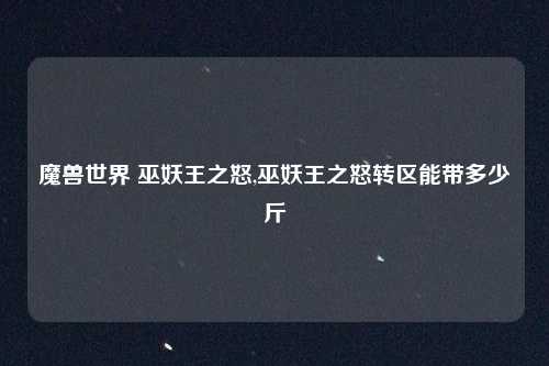 魔兽世界 巫妖王之怒,巫妖王之怒转区能带多少斤