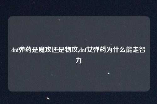 dnf弹药是魔攻还是物攻,dnf女弹药为什么能走智力