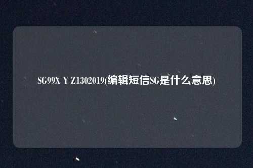 SG99X Y Z1302019(编辑短信SG是什么意思)