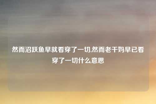 然而沼跃鱼早就看穿了一切,然而老干妈早已看穿了一切什么意思