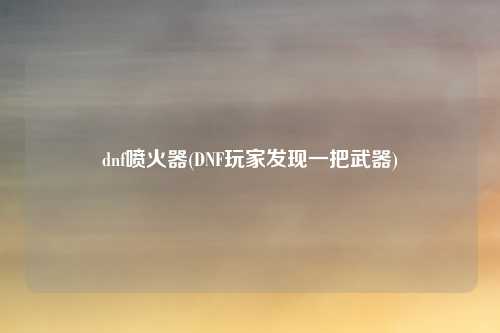 dnf喷火器(DNF玩家发现一把武器)