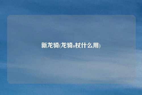 新龙骑(龙骑a杖什么用)