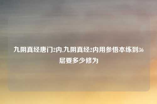 九阴真经唐门2内,九阴真经2内用参悟本练到36层要多少修为