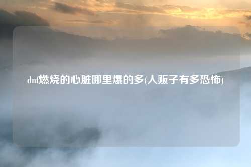 dnf燃烧的心脏哪里爆的多(人贩子有多恐怖)