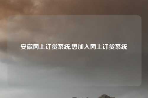 安徽网上订货系统,想加入网上订货系统
