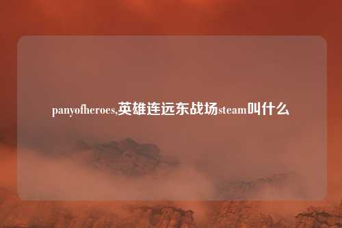 panyofheroes,英雄连远东战场steam叫什么