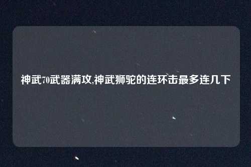 神武70武器满攻,神武狮驼的连环击最多连几下