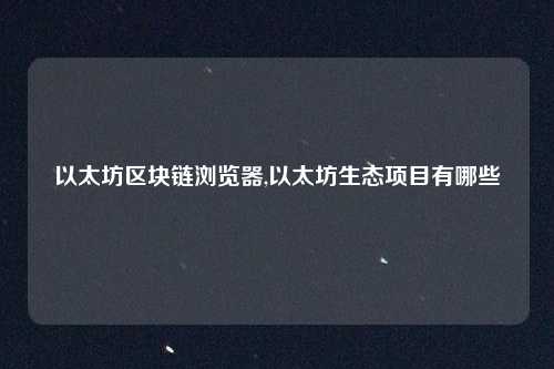 以太坊区块链浏览器,以太坊生态项目有哪些