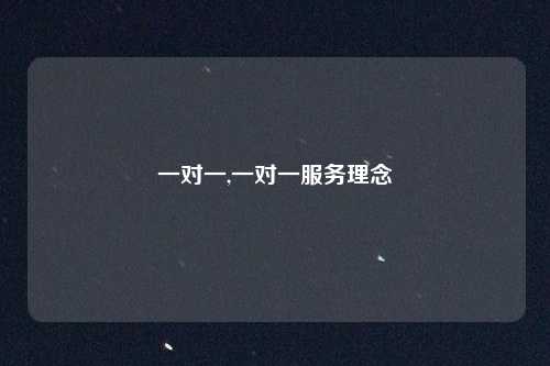 一对一,一对一服务理念