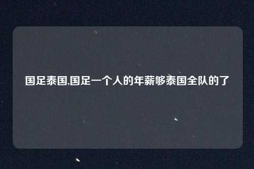 国足泰国,国足一个人的年薪够泰国全队的了