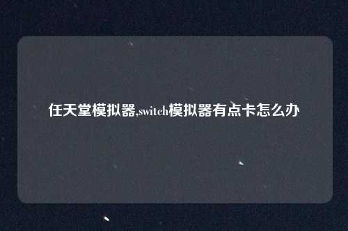 任天堂模拟器,switch模拟器有点卡怎么办