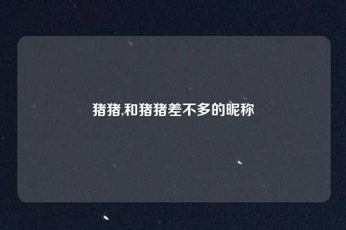 猪猪,和猪猪差不多的昵称