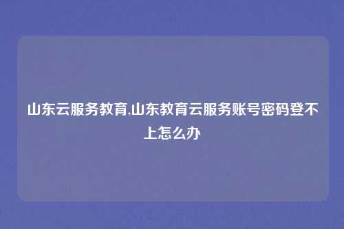 山东云服务教育,山东教育云服务账号密码登不上怎么办