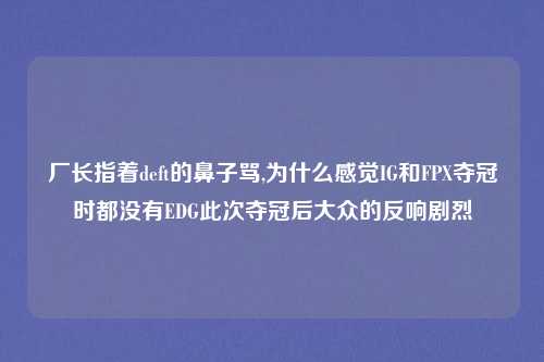 厂长指着deft的鼻子骂,为什么感觉IG和FPX夺冠时都没有EDG此次夺冠后大众的反响剧烈