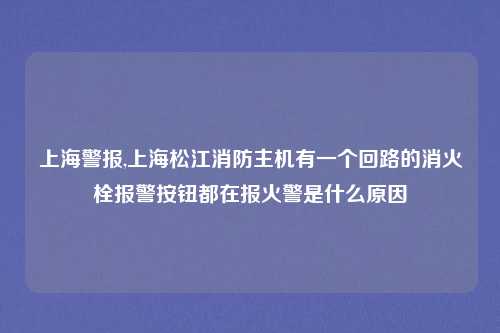 上海警报,上海松江消防主机有一个回路的消火栓报警按钮都在报火警是什么原因
