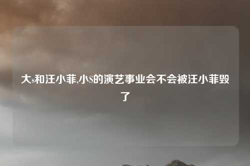 大s和汪小菲,小S的演艺事业会不会被汪小菲毁了