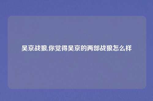 吴京战狼,你觉得吴京的两部战狼怎么样