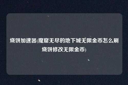 烧饼加速器(魔窟无尽的地下城无限金币怎么刷烧饼修改无限金币)