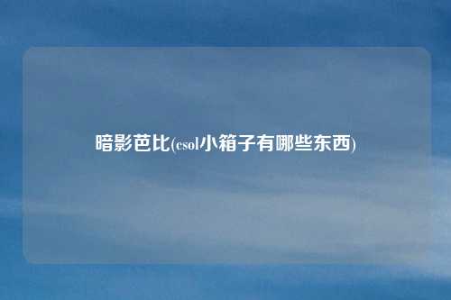 暗影芭比(csol小箱子有哪些东西)