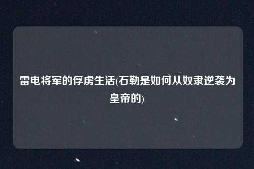 雷电将军的俘虏生活(石勒是如何从奴隶逆袭为皇帝的)