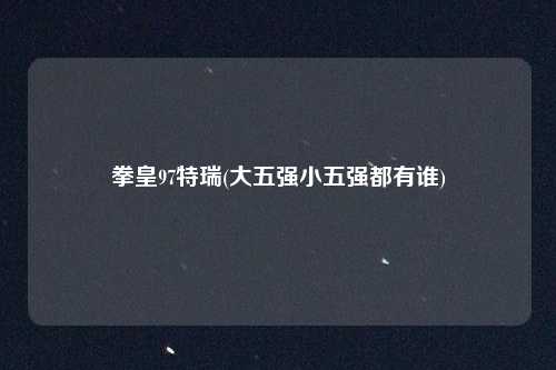 拳皇97特瑞(大五强小五强都有谁)