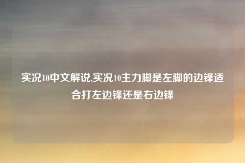 实况10中文解说,实况10主力脚是左脚的边锋适合打左边锋还是右边锋