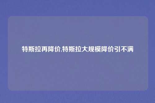 特斯拉再降价,特斯拉大规模降价引不满