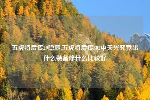 五虎将后传29隐藏,五虎将后传302中关兴究竟出什么装备修什么比较好
