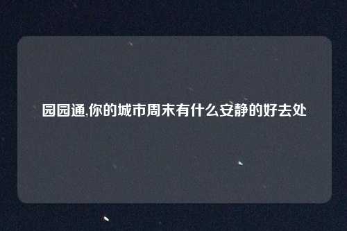 园园通,你的城市周末有什么安静的好去处