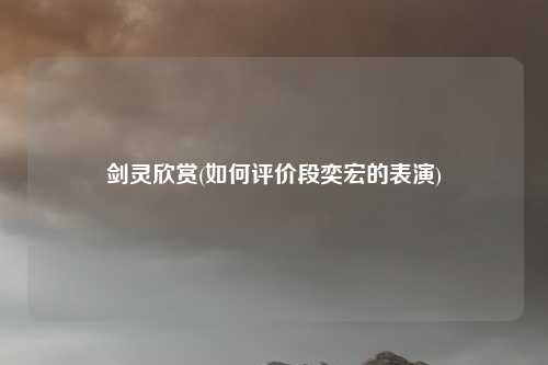 剑灵欣赏(如何评价段奕宏的表演)