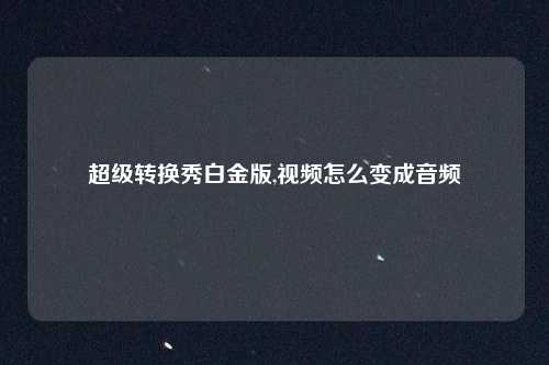 超级转换秀白金版,视频怎么变成音频