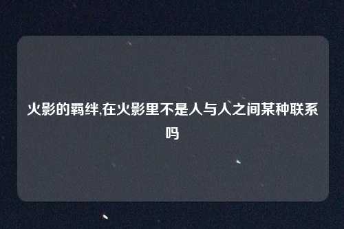 火影的羁绊,在火影里不是人与人之间某种联系吗