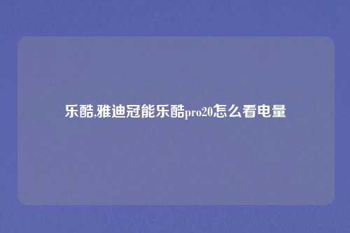 乐酷,雅迪冠能乐酷pro20怎么看电量
