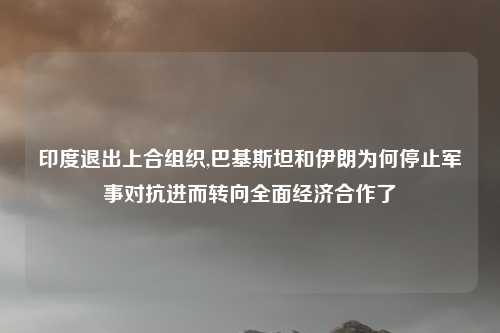 印度退出上合组织,巴基斯坦和伊朗为何停止军事对抗进而转向全面经济合作了