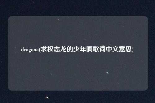 dragona(求权志龙的少年啊歌词中文意思)