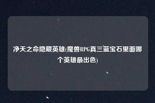 净天之命隐藏英雄(魔兽RPG真三蓝宝石里面哪个英雄最出色)