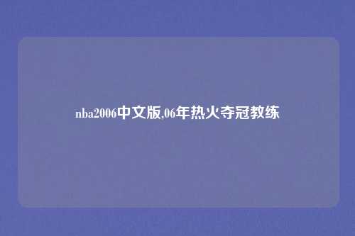 nba2006中文版,06年热火夺冠教练