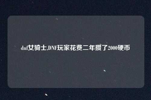 dnf女骑士,DNF玩家花费二年攒了2000硬币