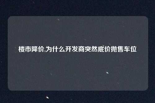 楼市降价,为什么开发商突然底价抛售车位