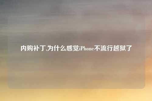 内购补丁,为什么感觉iPhone不流行越狱了