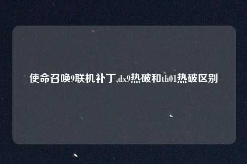 使命召唤9联机补丁,dx9热破和th01热破区别