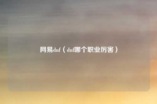 网易dnf(dnf哪个职业厉害)