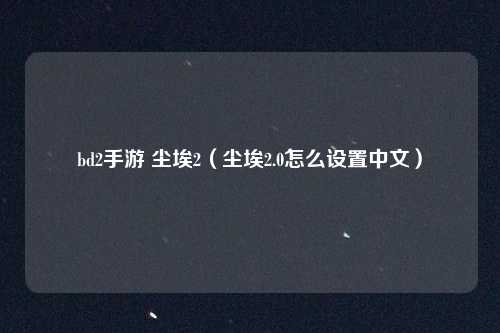 bd2手游 尘埃2(尘埃2.0怎么设置中文)