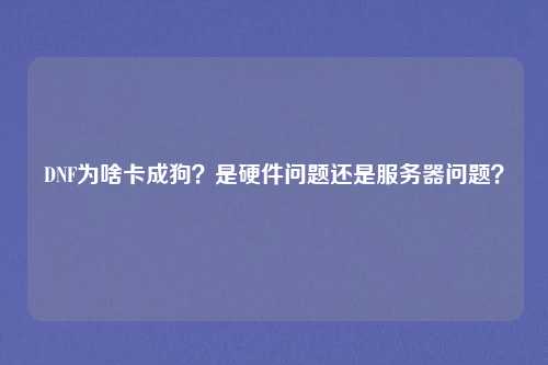DNF为啥卡成狗?是硬件问题还是服务器问题?