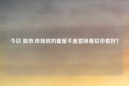 今日 股市,市场放的量是不是意味着后市看好?