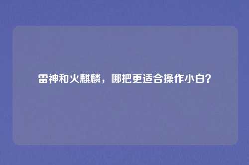 雷神和火麒麟,哪把更适合操作小白?