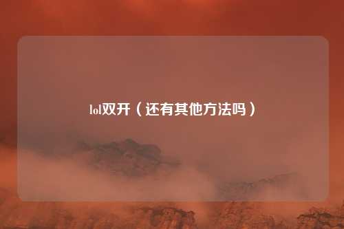 lol双开(还有其他方法吗)